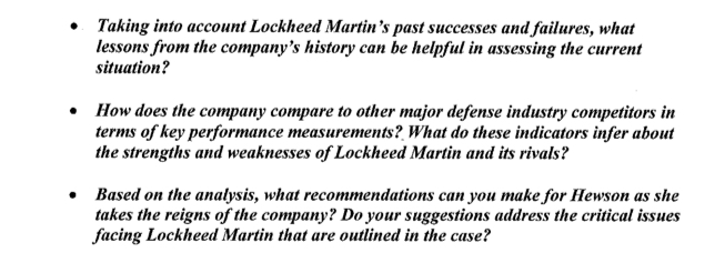 Solved Taking into account Lockheed Martin's past successes | Chegg.com