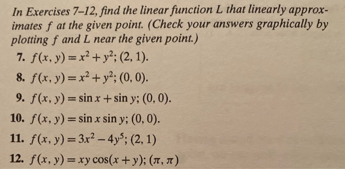 Solved In Exercises 7-12, find the linear function L that | Chegg.com