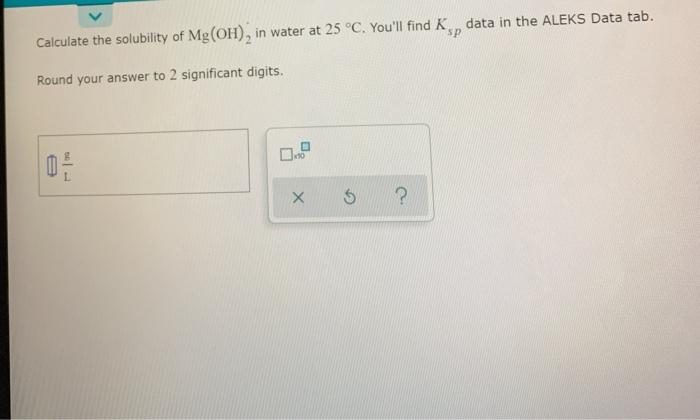 Solved Calculate the solubility of Mg(OH), in water at 25 | Chegg.com