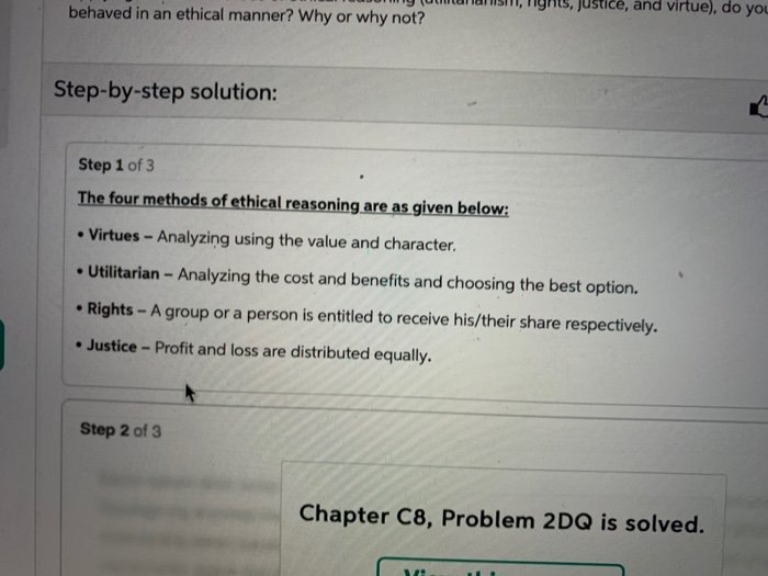 Solved 1. List and elaborate the four methods of ethical | Chegg.com