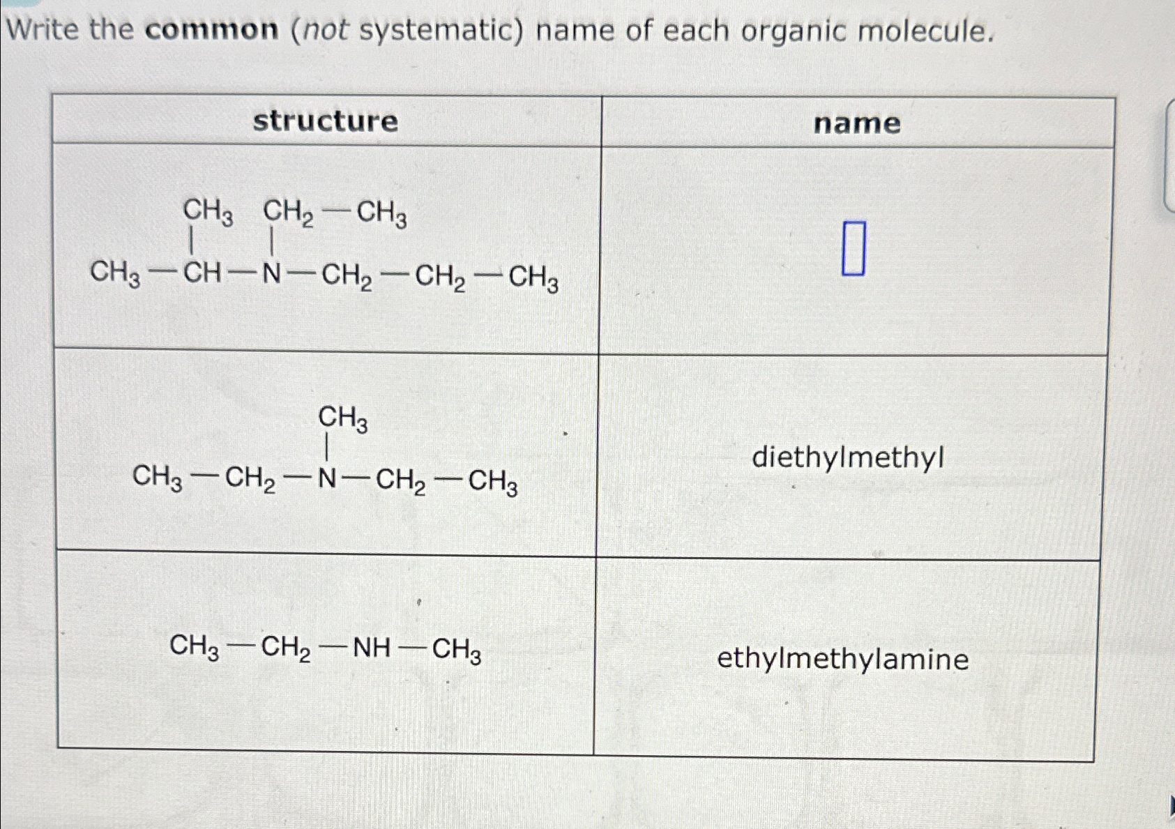 Solved Write the common (not systematic) ﻿name of each | Chegg.com
