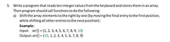 Solved 5. Write a program that reads ten integer values from | Chegg.com