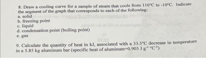 Solved 8. Draw a cooling curve for a sample of steam that | Chegg.com