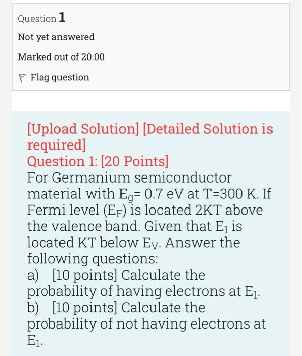 Solved Question 1 Not yet answered Marked out of 20.00 P | Chegg.com