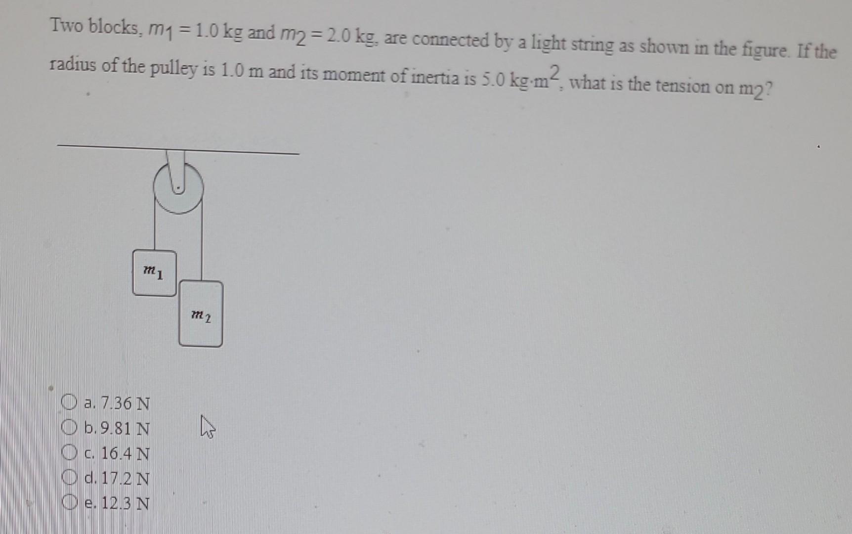 Solved Two Blocks, M1=1.0 Kg And M2=2.0 Kg, Are Connected By | Chegg.com