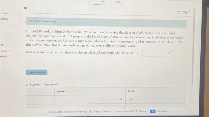 Solved (1 point) Rework problem 29 from section 2.3 of your | Chegg.com