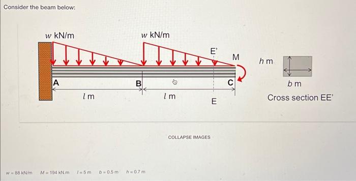 Solved Consider the beam below: COLLAPSE IMAGES \\( w=88 | Chegg.com