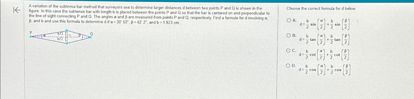 Solved A variation of the subtense bar method that surveyors | Chegg.com