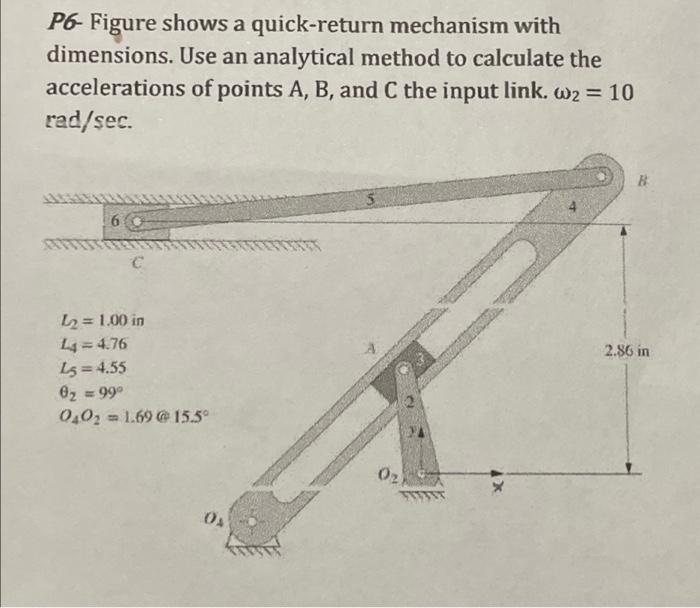 Solved P6- Figure shows a quick-return mechanism with | Chegg.com