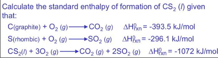 Solved Calculate the standard enthalpy of formation of | Chegg.com