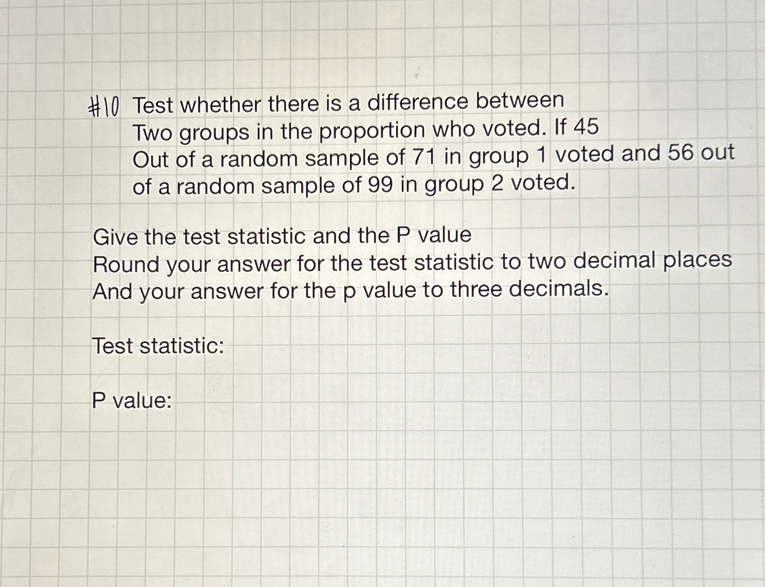 Solved #10 ﻿Test whether there is a difference between Two | Chegg.com