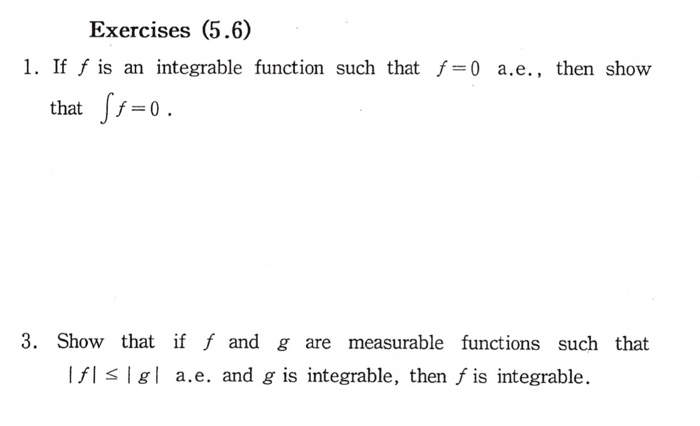 Solved Exercises (5.6) 1. If f is an integrable function | Chegg.com