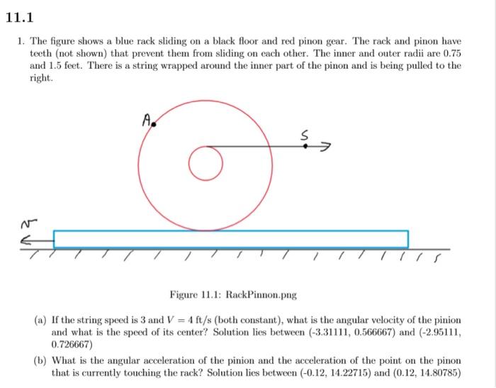 Solved 11.1 1. The figure shows a blue rack sliding on a | Chegg.com