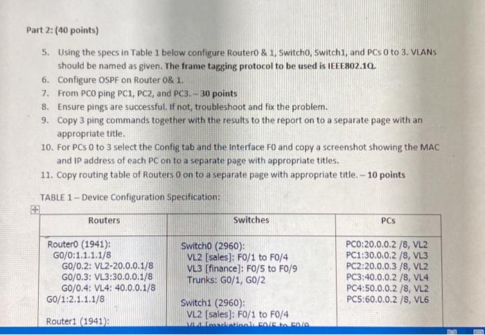 Solved Part 2: (40 points) 5. Using the specs in Table 1 | Chegg.com