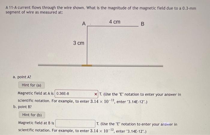 Solved A 11-A current flows through the wire shown. What is | Chegg.com