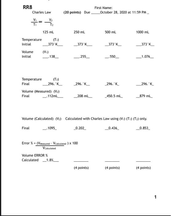 Rrs Charles Law Points Due First Name October Chegg Com