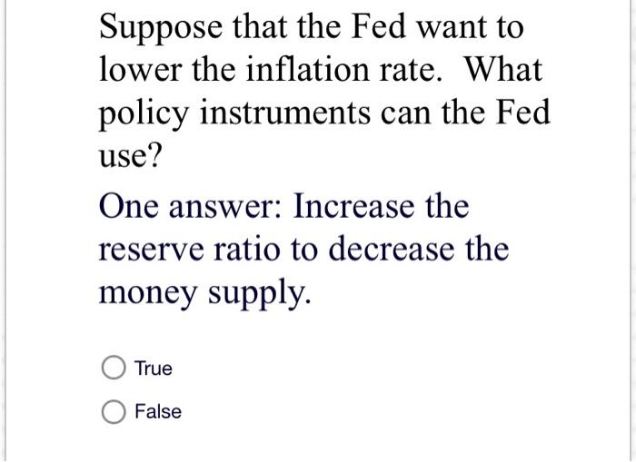 Solved Suppose That The Fed Want To Lower The Inflation | Chegg.com