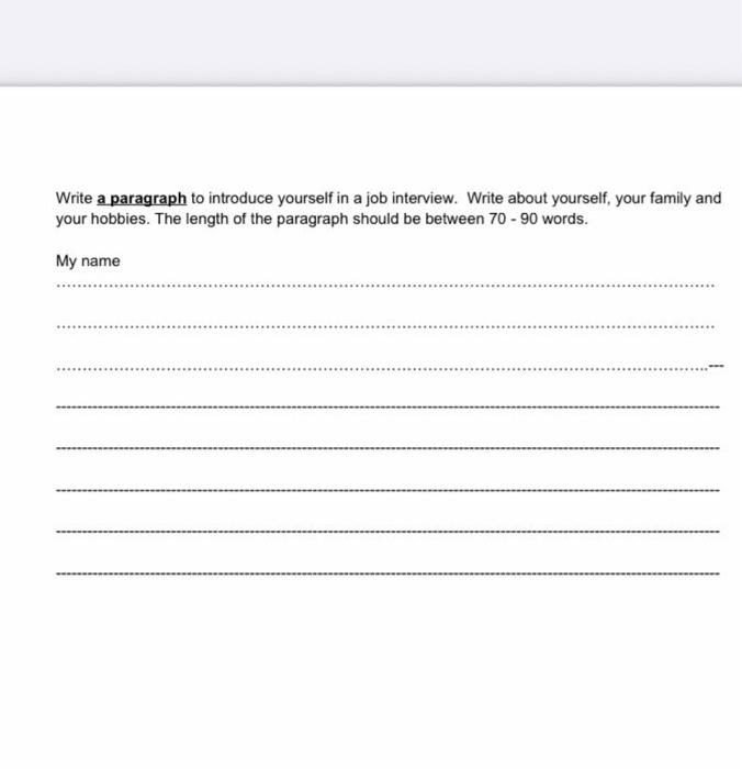 write about yourself paragraph