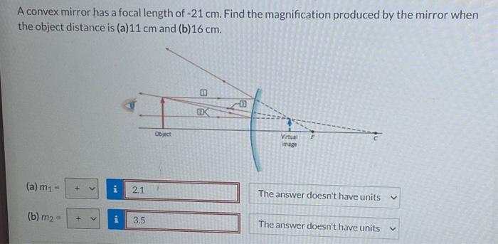 Solved A Convex Mirror Has A Focal Length Of 21 Cm Find Chegg Com   Image