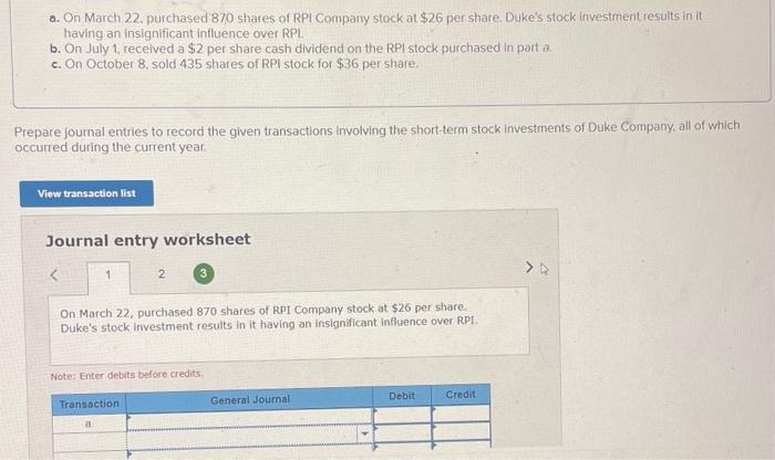 Solved o. On March 22. purchased 870 shares of RPI Company | Chegg.com