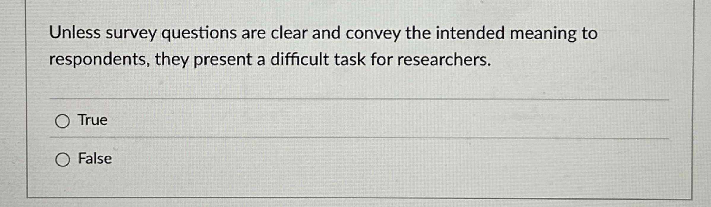 Solved Unless survey questions are clear and convey the | Chegg.com