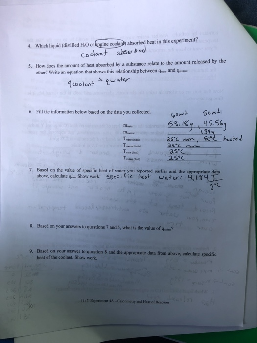 Solved 4. Which liquid (distilled H.O or engine coolant) | Chegg.com