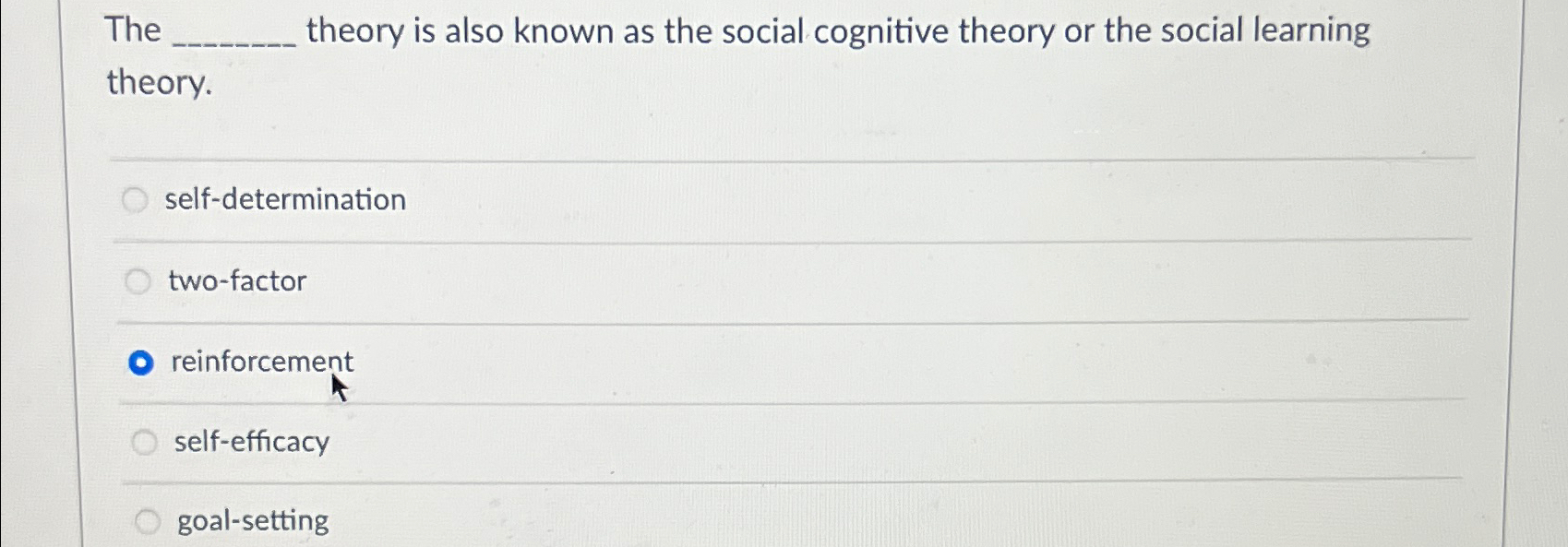 Solved The theory is also known as the social cognitive | Chegg.com