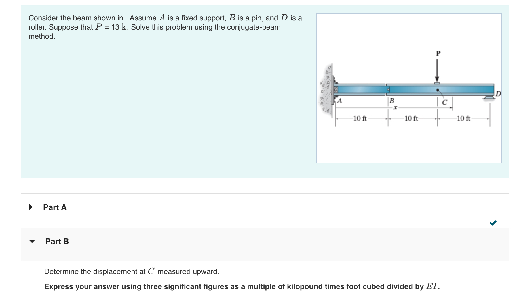 Solved Consider the beam shown in . ﻿Assume A ﻿is a fixed | Chegg.com