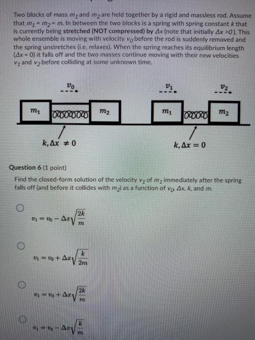 Solved Two blocks of mass m, and meare held together by a | Chegg.com