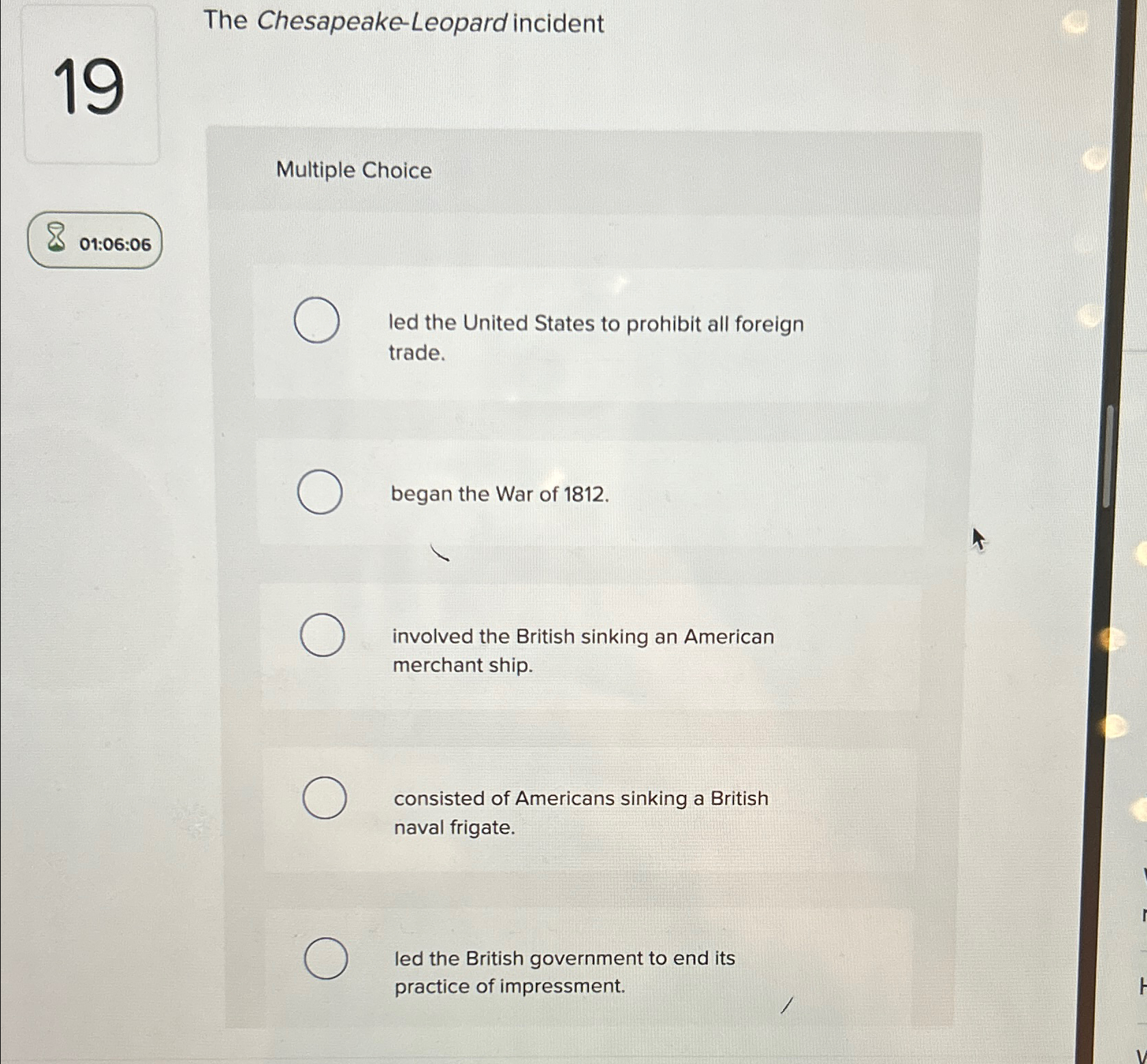 Solved The Chesapeake-Leopard incident19Multiple | Chegg.com
