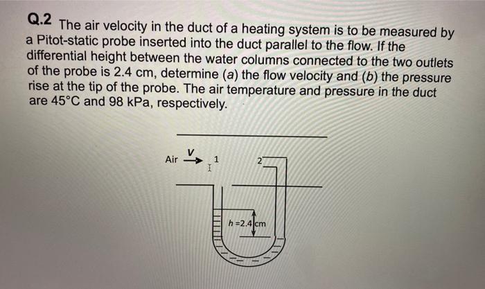 Solved Q.2 The air velocity in the duct of a heating system | Chegg.com