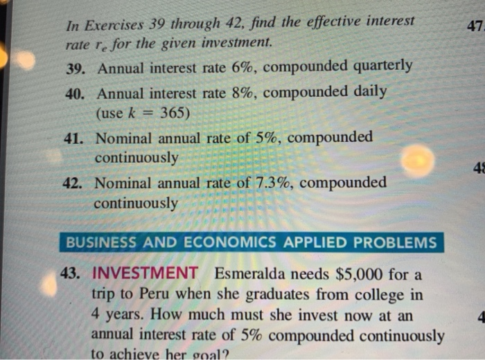 Solved In Exercises 39 through 42, find the effective | Chegg.com