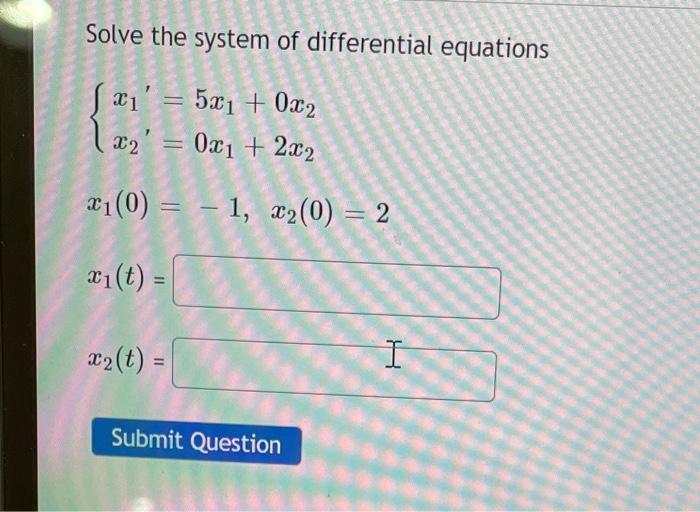 Solved Solve the system of differential equations | Chegg.com