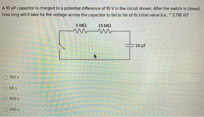 Solved A 10 Pf Capacitor Is Charged To A Potential Differ Chegg Com