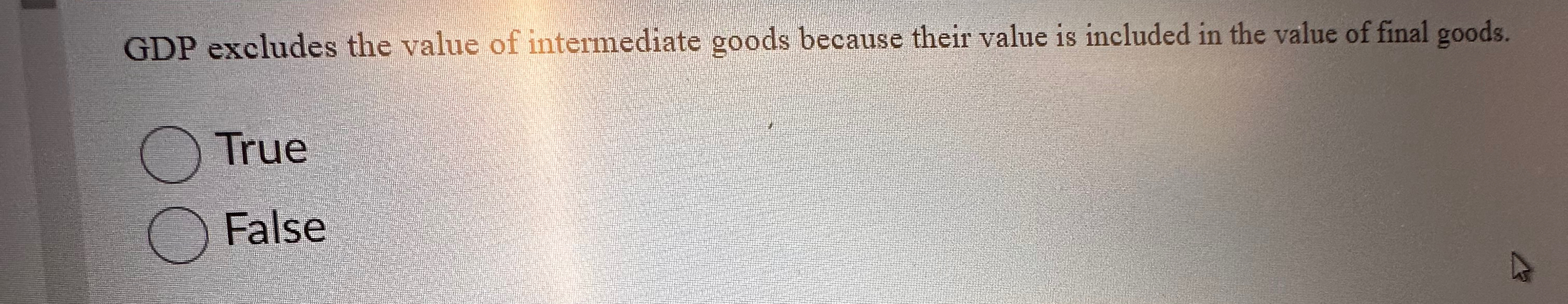 Solved GDP excludes the value of intermediate goods because | Chegg.com