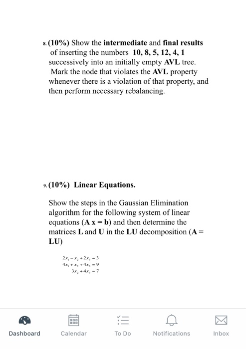 Solved 8(10%) Show the intermediate and final results of | Chegg.com