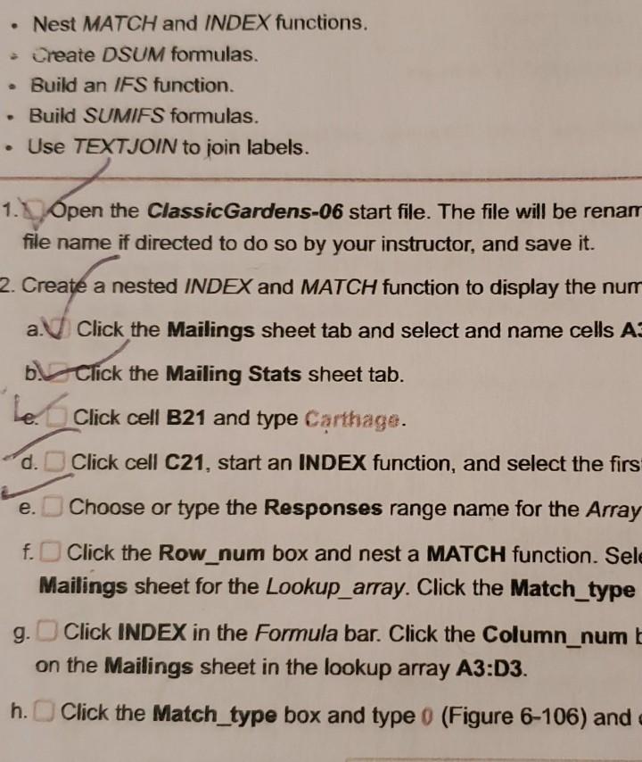Solved Nest MATCH and INDEX functions. • Create DSUM | Chegg.com