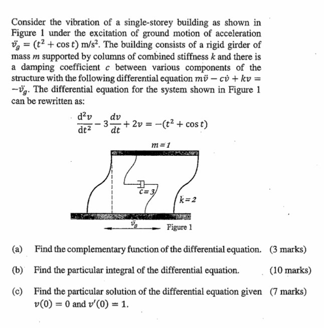 Solved Consider the vibration of a single-storey building as | Chegg.com