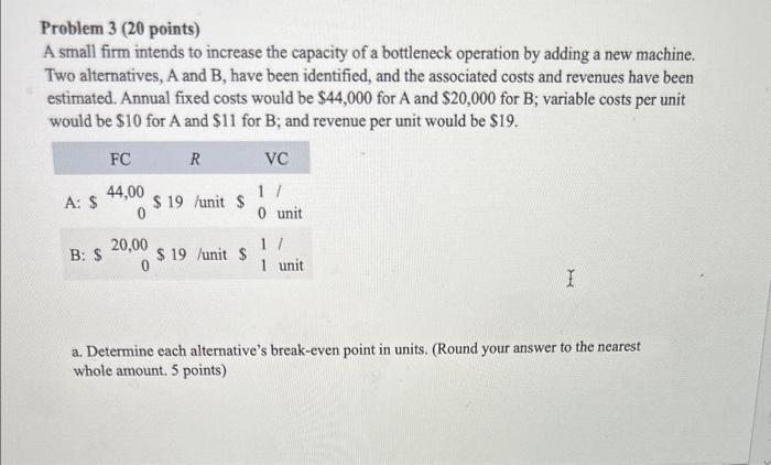 Solved Problem 3 (20 points) A small firm intends to | Chegg.com