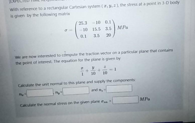 Solved With reference to a rectangular Cartesian system (I, | Chegg.com