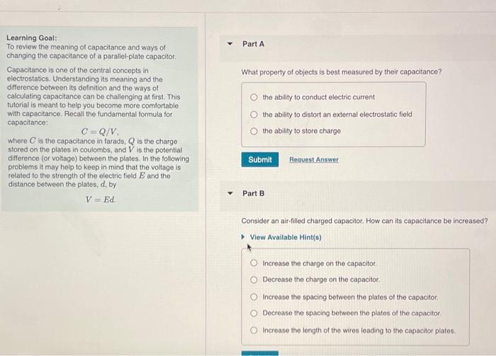 Solved Part A What Property Of Objects Is Best Measured By Chegg Com