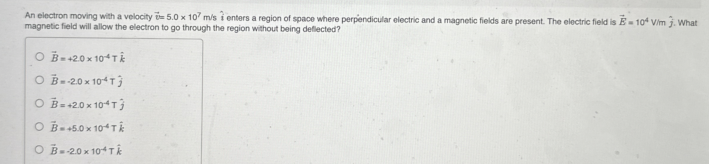 Solved An electron moving with a velocity | Chegg.com