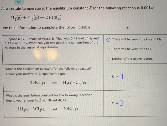 Solved At a certain temperature, the equilibrium constant K | Chegg.com