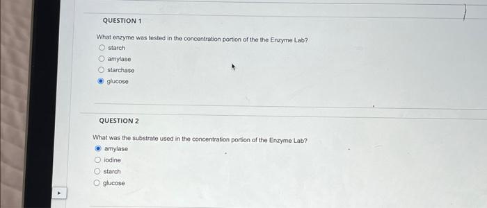 Solved What enzyme was tested in the concentration portion | Chegg.com