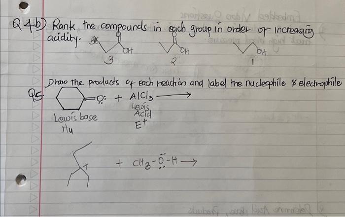 Solved 4b) Rank the compounds in each group in order of | Chegg.com