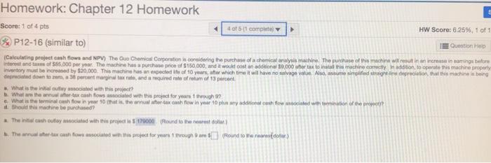 Solved Save Homework: Chapter 12 Homework Score: 0 of 4 pts | Chegg.com