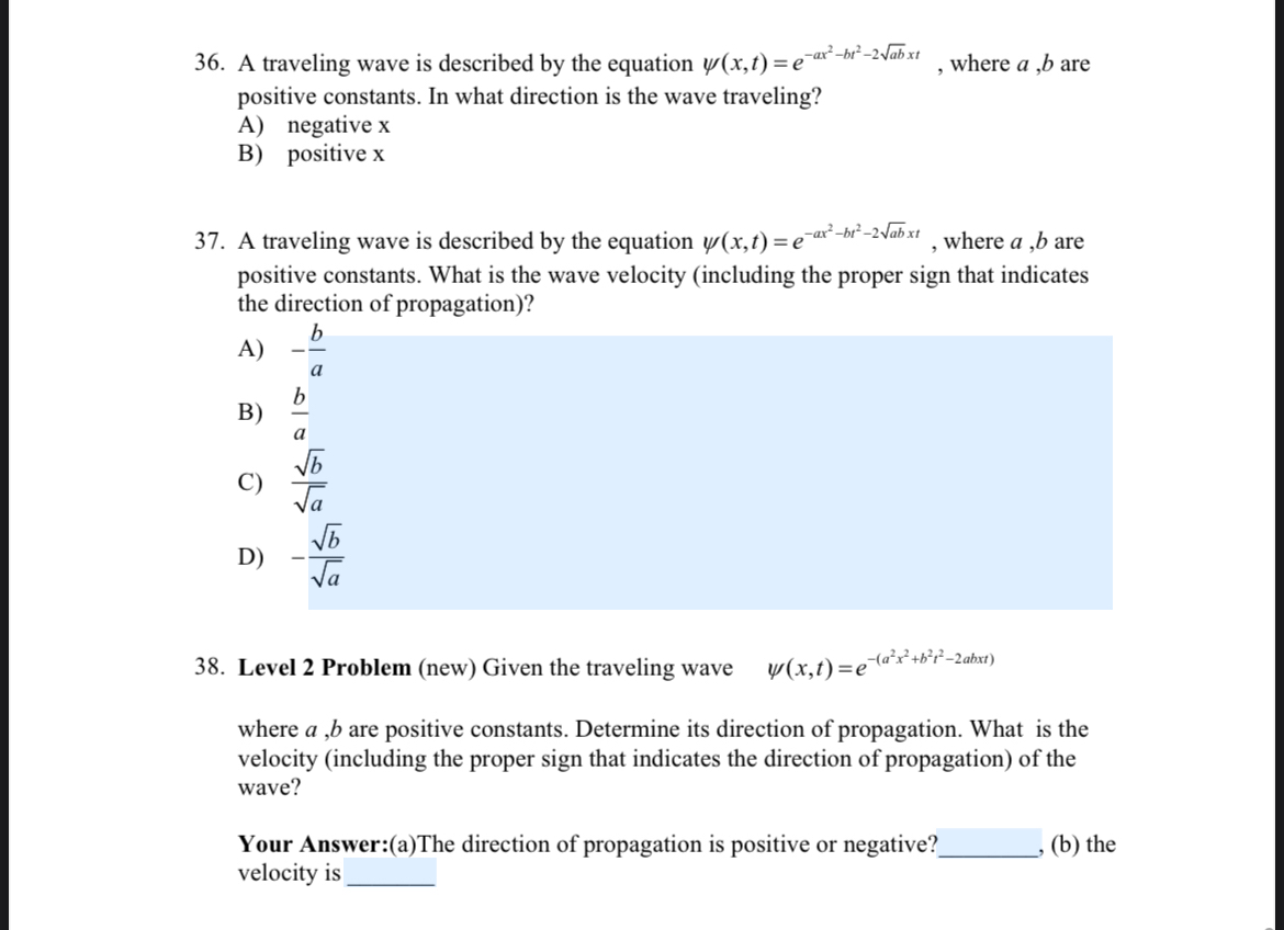Solved A traveling wave is described by the equation | Chegg.com