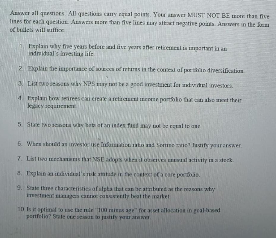 Solved Answer all questions. All questions carry equal | Chegg.com