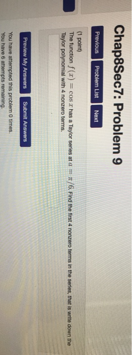 Solved Chap8Sec7: Problem 9 Previous Problem List Next (1 | Chegg.com
