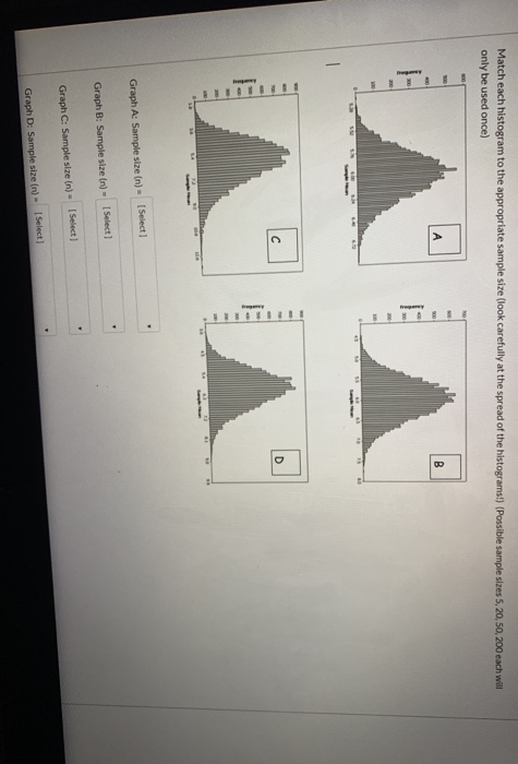 Solved Match each histogram to the appropriate sample size | Chegg.com
